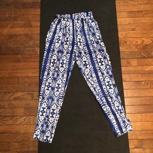 Tribal print cotton ankle cropped pants